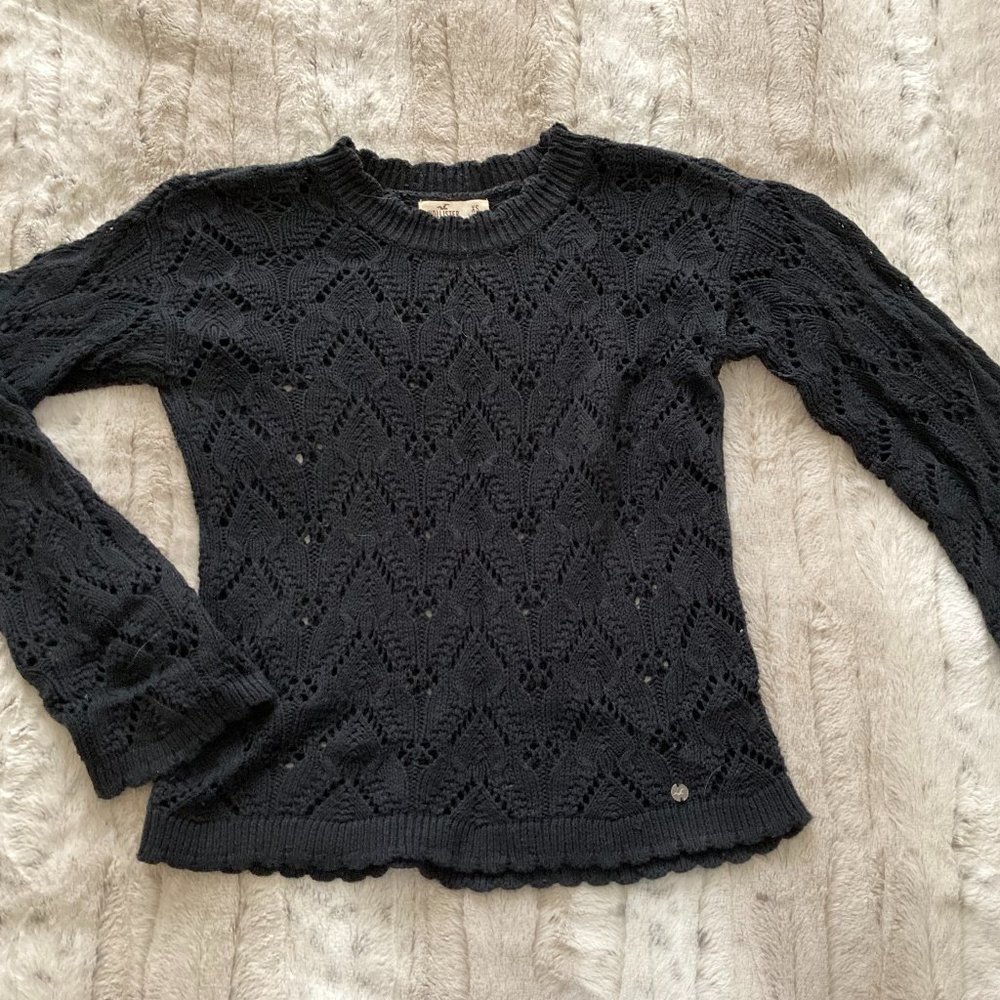 Hollister Black Crochet Sweater